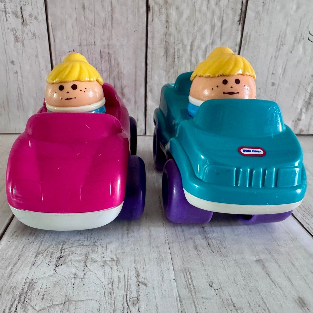 Vintage Little Tikes Toddle Tots Pink Car Teal Jeep Blonde Girl Figures Set